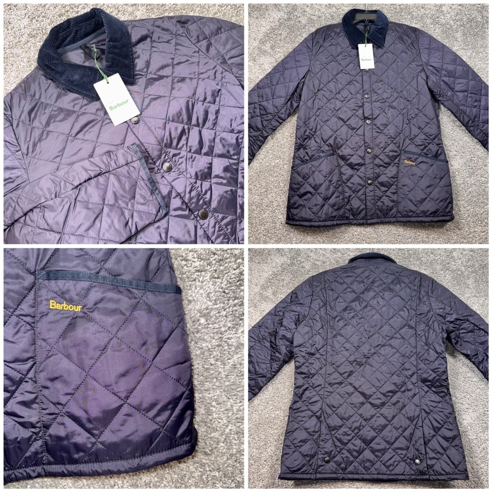 Barbour Heritage Liddesdale Quilt Jacket Mens Diamond Navy Blue L NEW